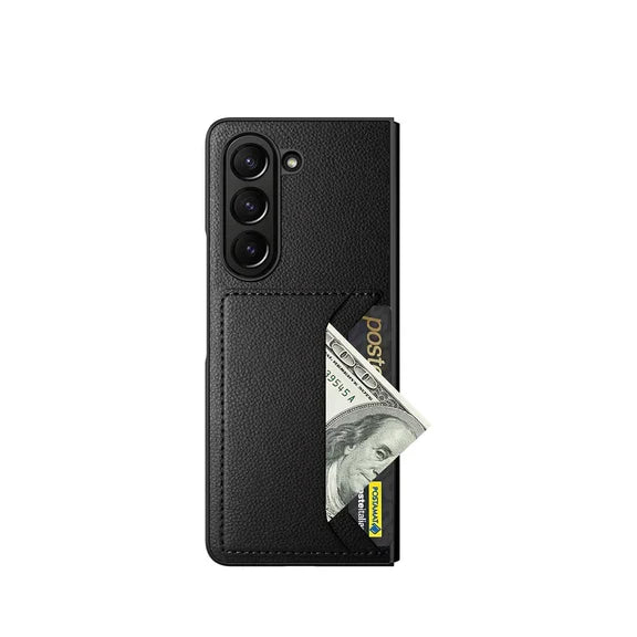Samsung Galaxy Z Fold 5 HDB Card Holder Leather Case - Blue