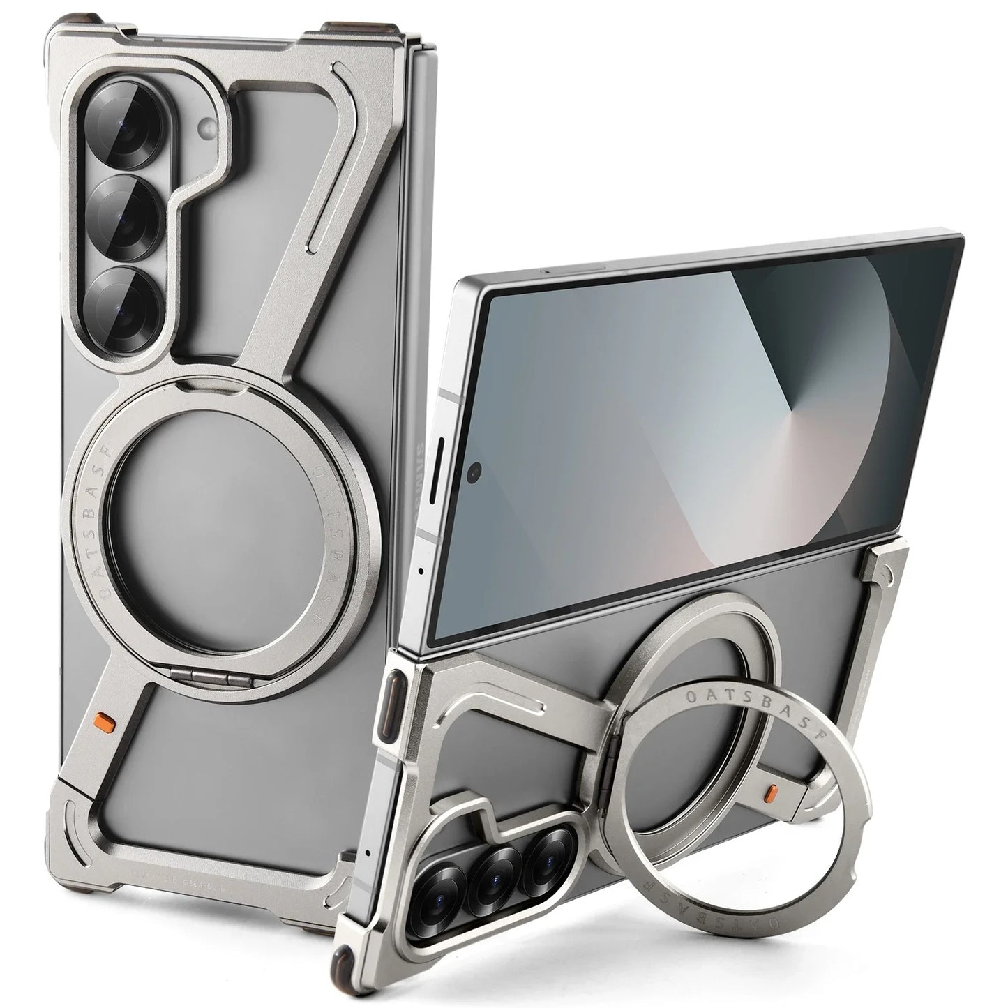 Samsung Galaxy Z Fold 6 Frameless Z Shape Metal Case with Built-in Magsafe & 360° Rotation Ring