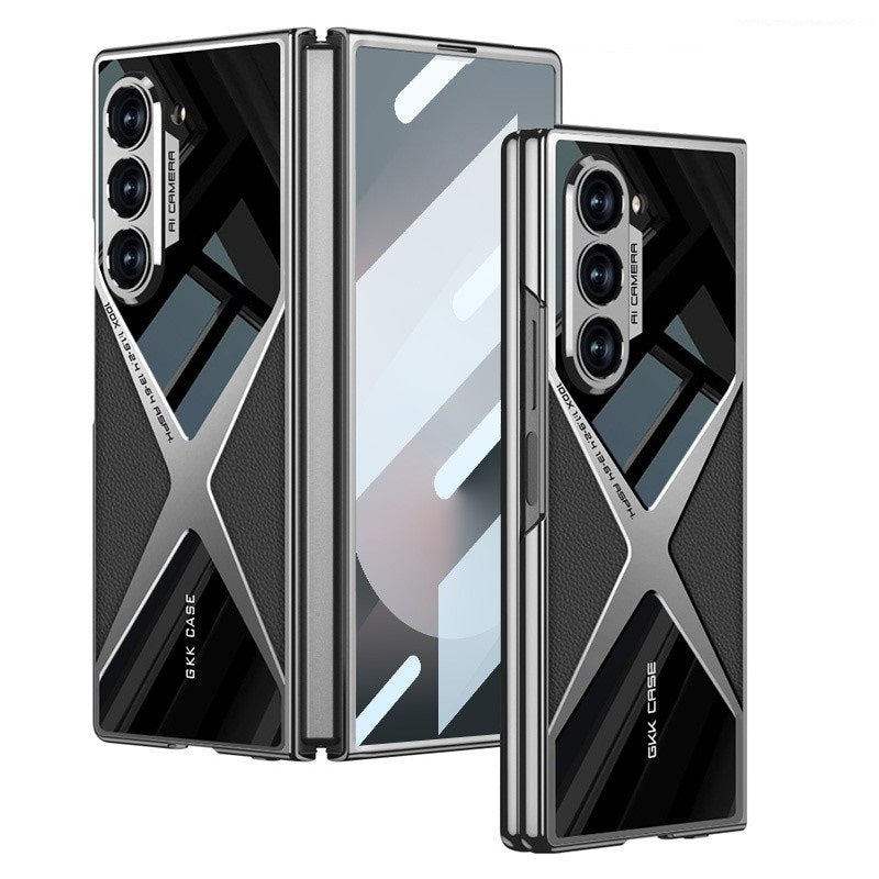 Samsung Galaxy Z Fold 6 GKK X Pattern Leather & Glass Back Cover with Front Glass