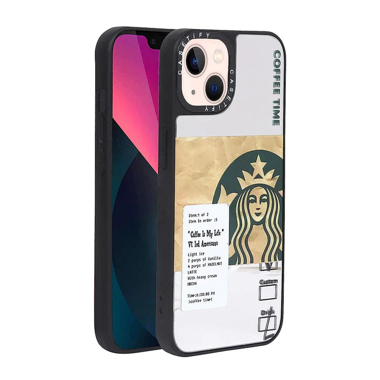 iPhone 13 Starbucks Reflective Mirror Case - Coffee Time