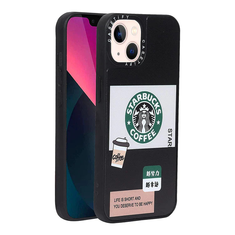 iPhone 13 Starbucks Reflective Mirror Case - Coffee