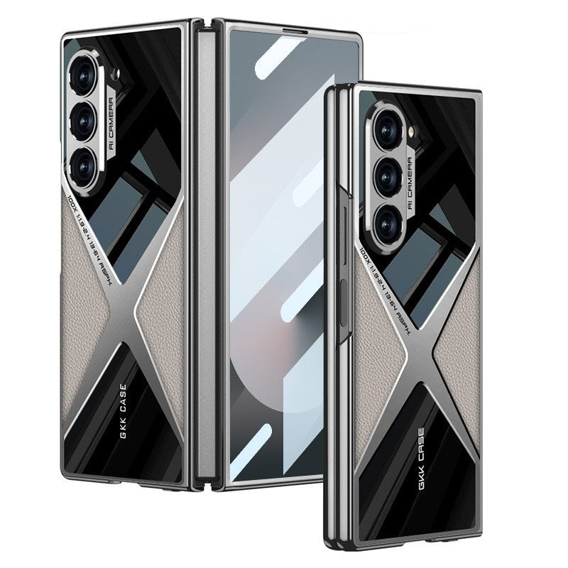 Samsung Galaxy Z Fold 6 GKK X Pattern Leather & Glass Back Cover with Front Glass