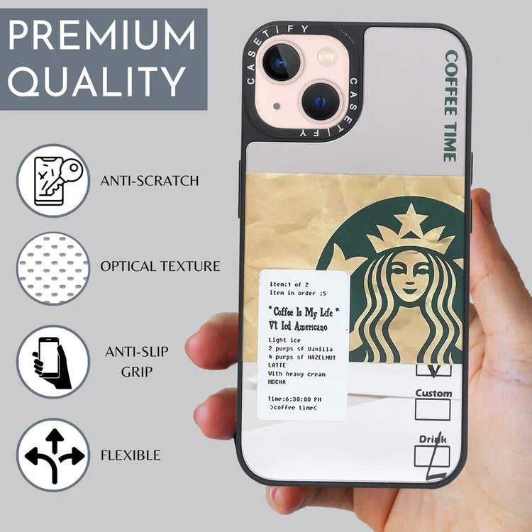 iPhone 13 Starbucks Reflective Mirror Case - Coffee Time