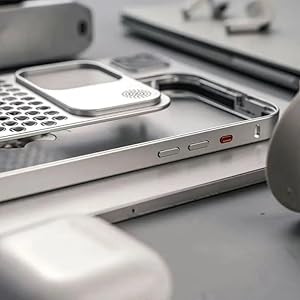 iPhone 15 Pro Metal Heat Dissipation Pure Aluminium Cooling Case with Aroma - Black