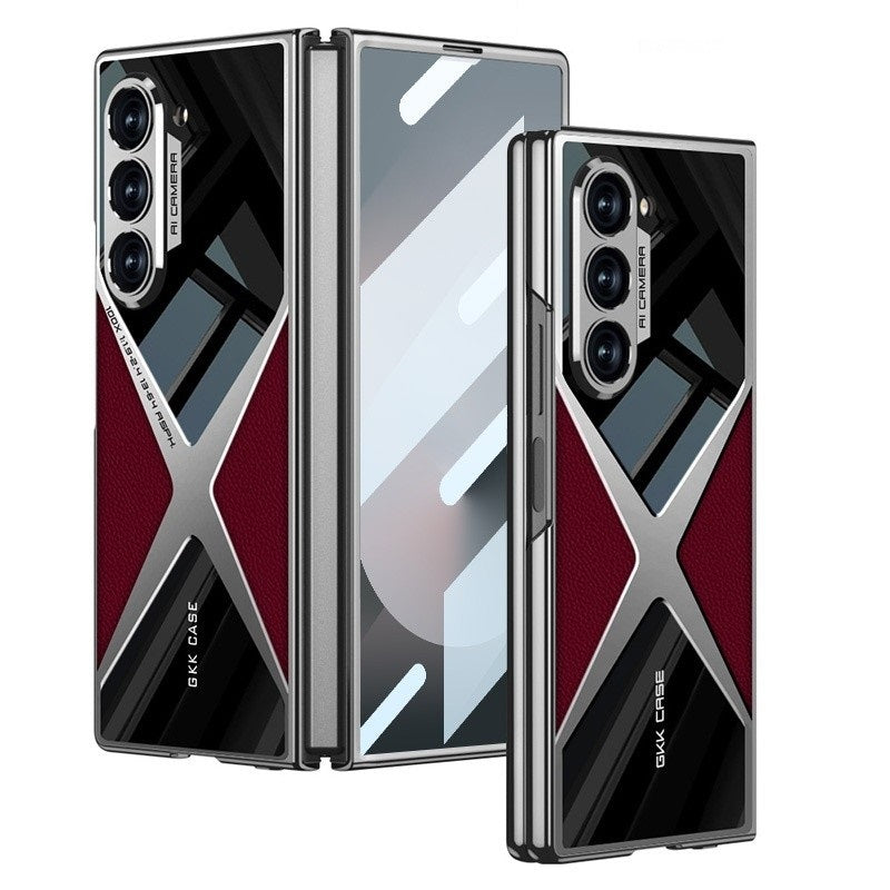 Samsung Galaxy Z Fold 6 GKK X Pattern Leather & Glass Back Cover with Front Glass