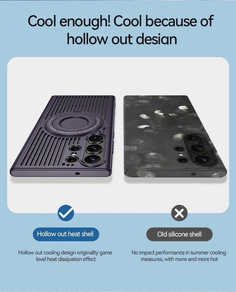 Samsung Galaxy S23 Ultra Magnetic Stand Hard Shell Cooling Case -Black