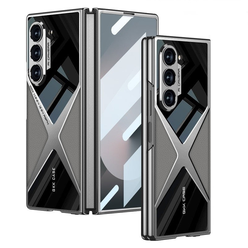 Samsung Galaxy Z Fold 6 GKK X Pattern Leather & Glass Back Cover with Front Glass