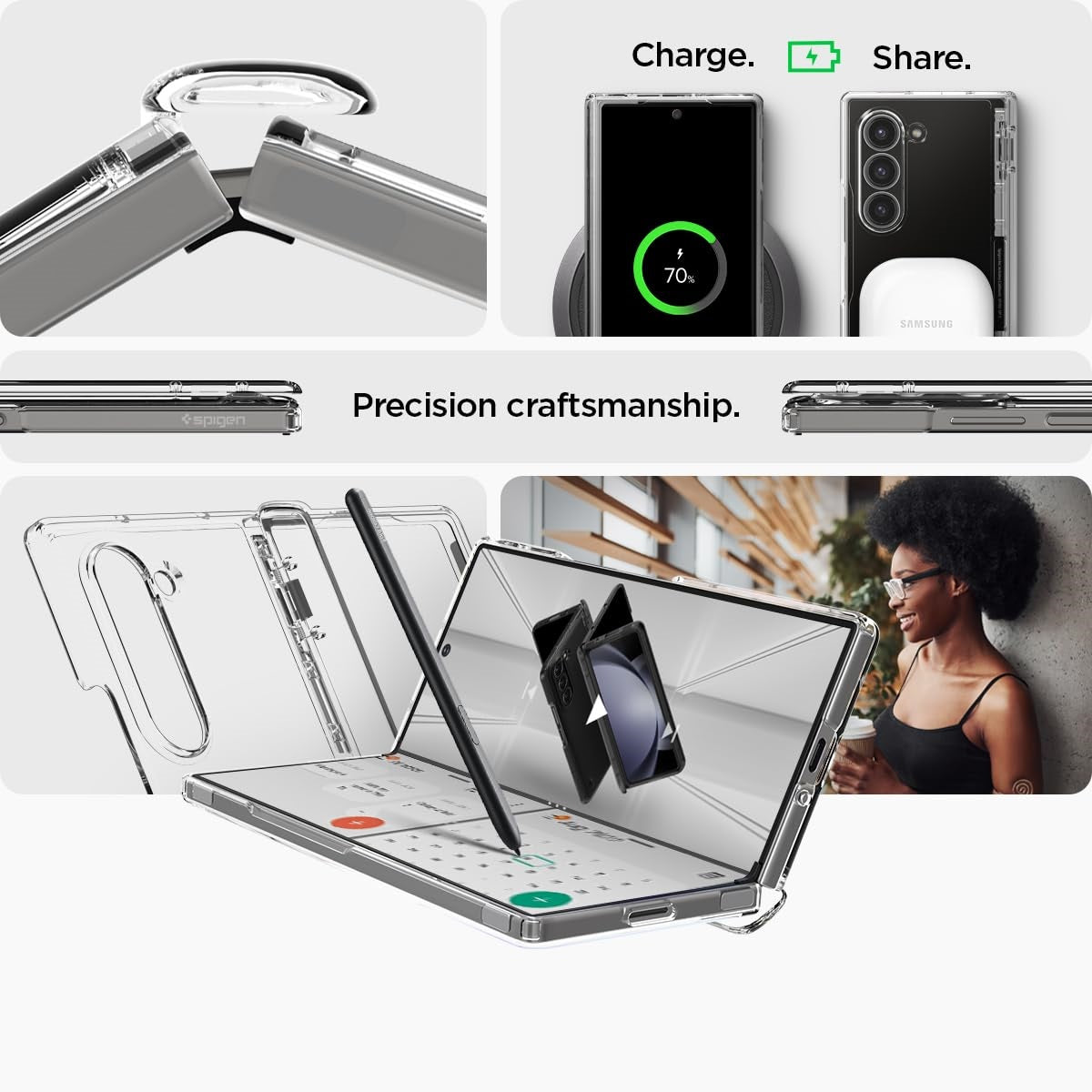 Samsung Galaxy Z Fold 6 Cristal Clear Case with Hinge Protection & Inbuilt Front Glass