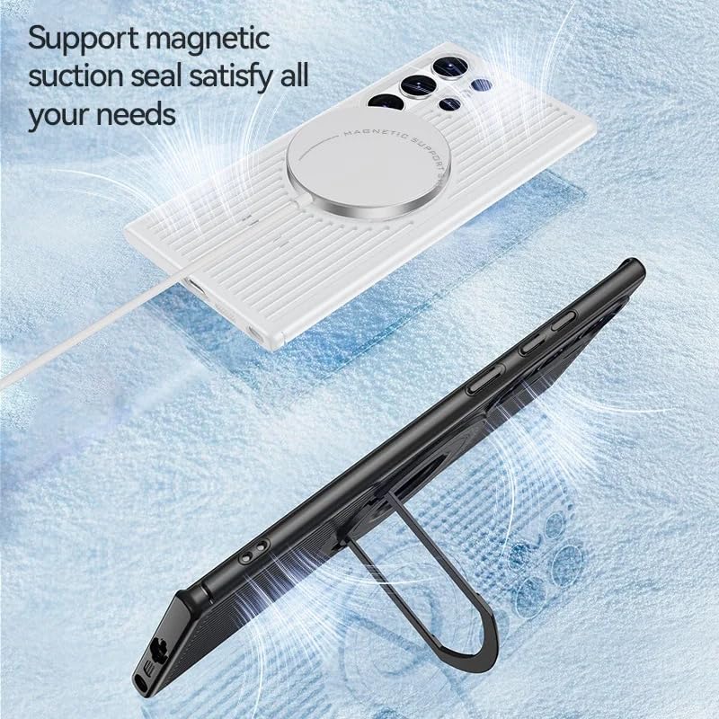 Samsung Galaxy S23 Ultra Magnetic Stand Hard Shell Cooling Case -Black