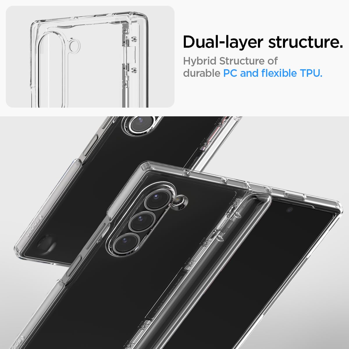 Samsung Galaxy Z Fold 6 Cristal Clear Case with Hinge Protection & Inbuilt Front Glass