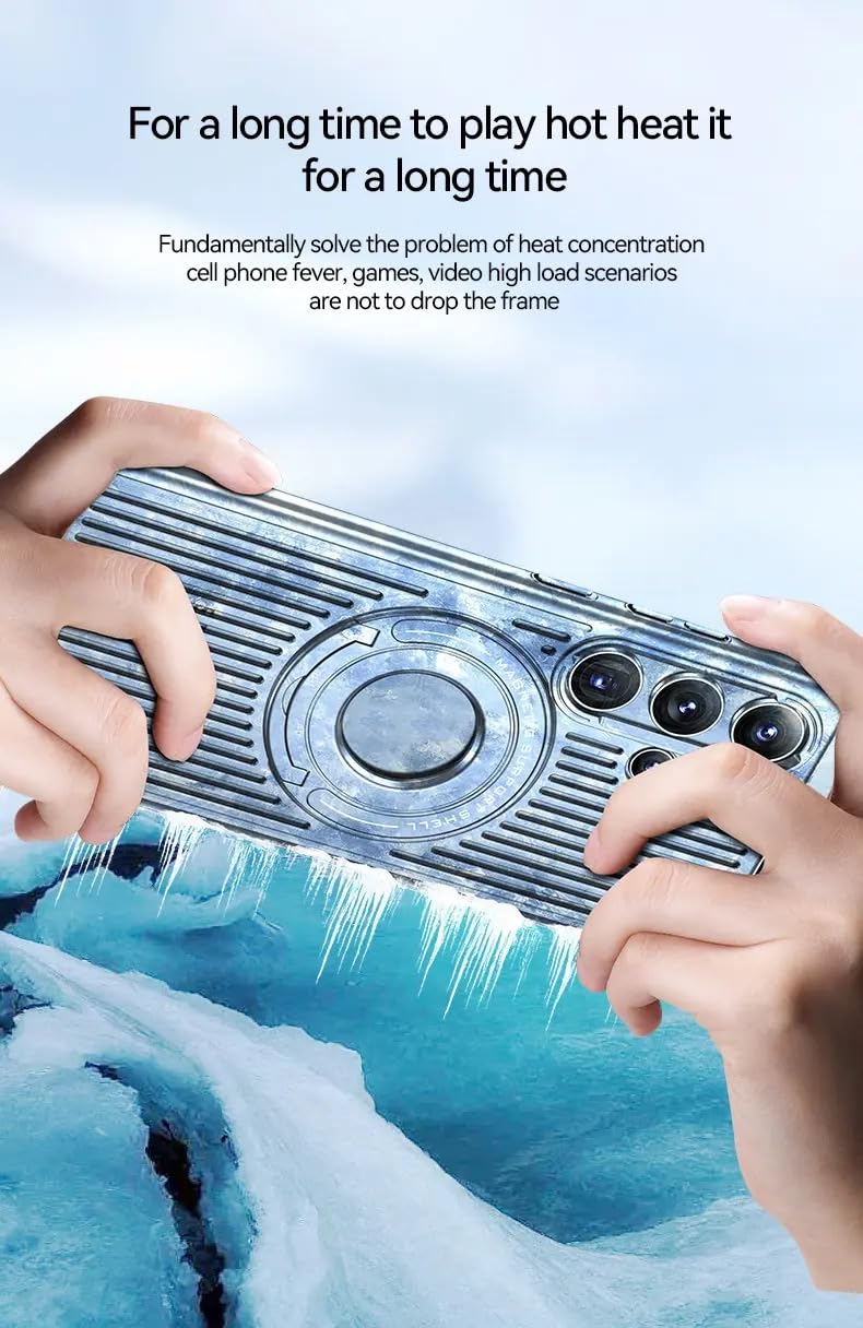 Samsung Galaxy S23 Ultra Magnetic Stand Hard Shell Cooling Case -Black