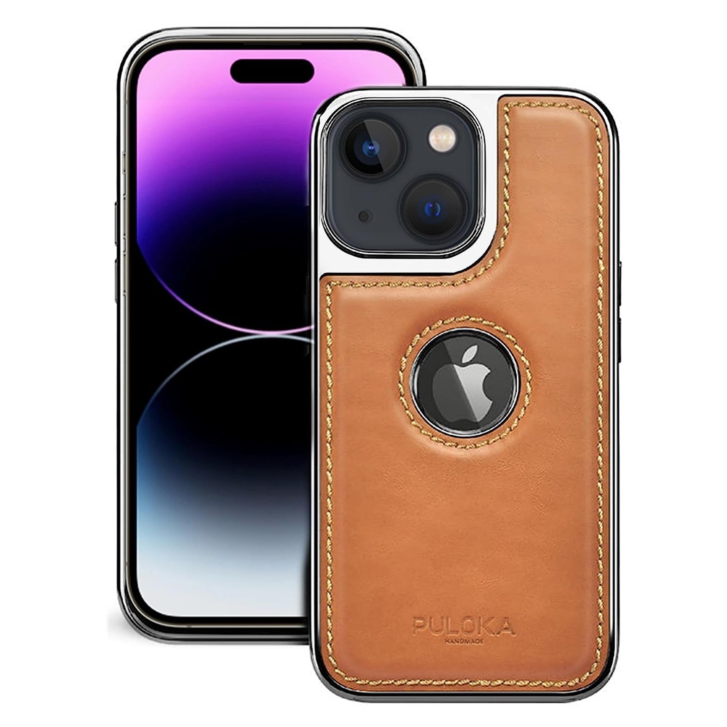 iPhone 13 Premium Quality Luxurious Leather Case - Tan