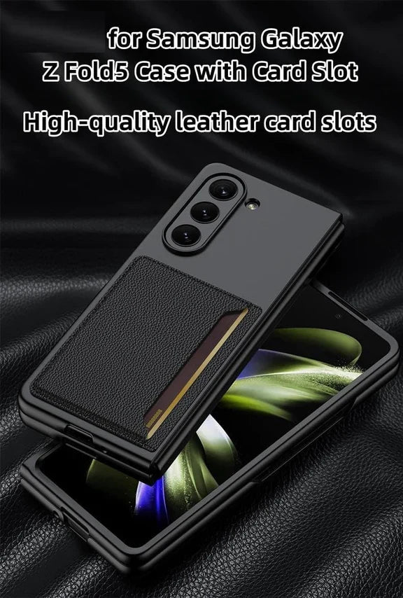 Samsung Galaxy Z Fold 5 PU Leather Card Holder Case-Black