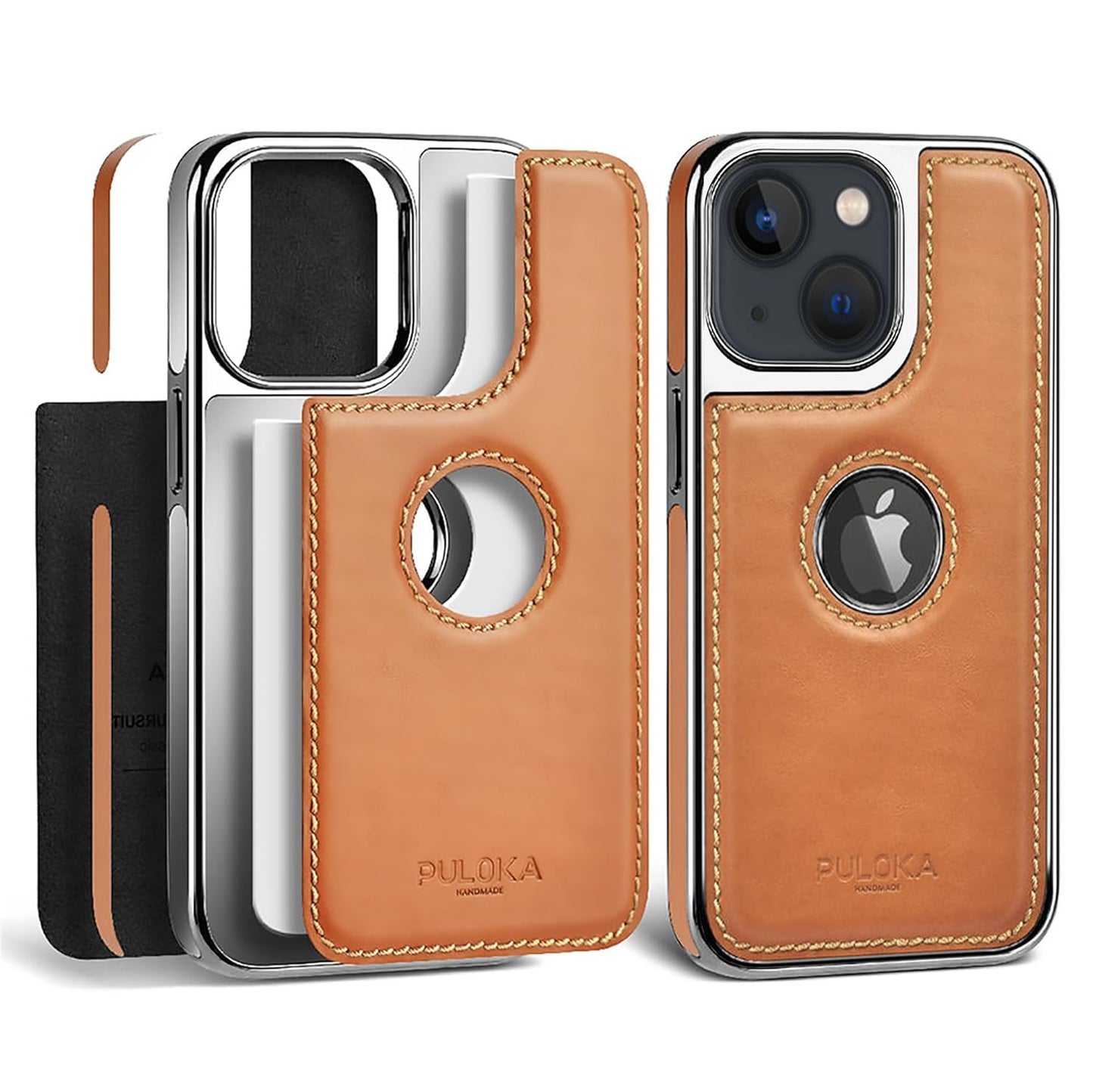 iPhone 13 Leather Case Luxurious Premium Quality Leather Case-Tan