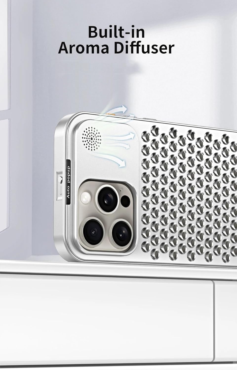 iPhone 15 Pro Metal Heat Dissipation Pure Aluminium Cooling Case with Aroma - Silver