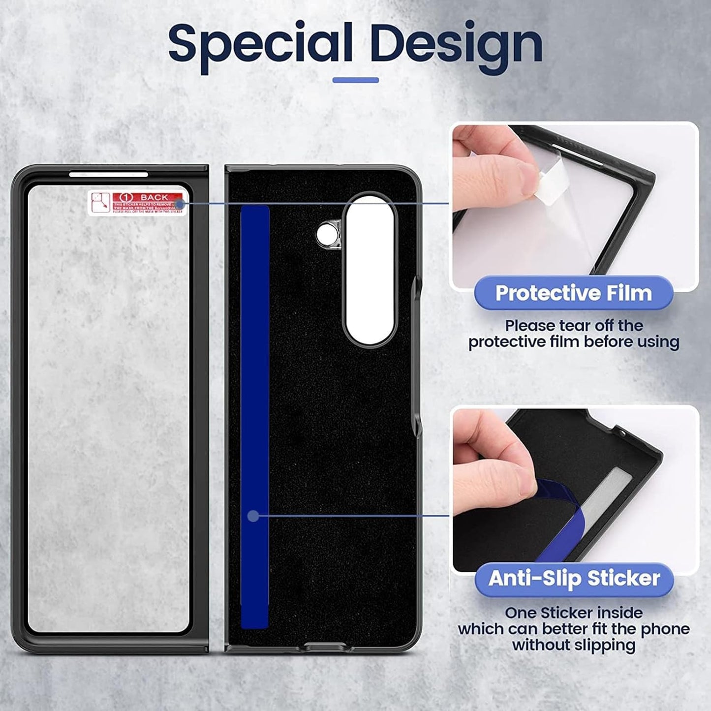 Samsung Galaxy Z Fold 4 Gold Plated Leather Case With Front Glass - Dark Brown