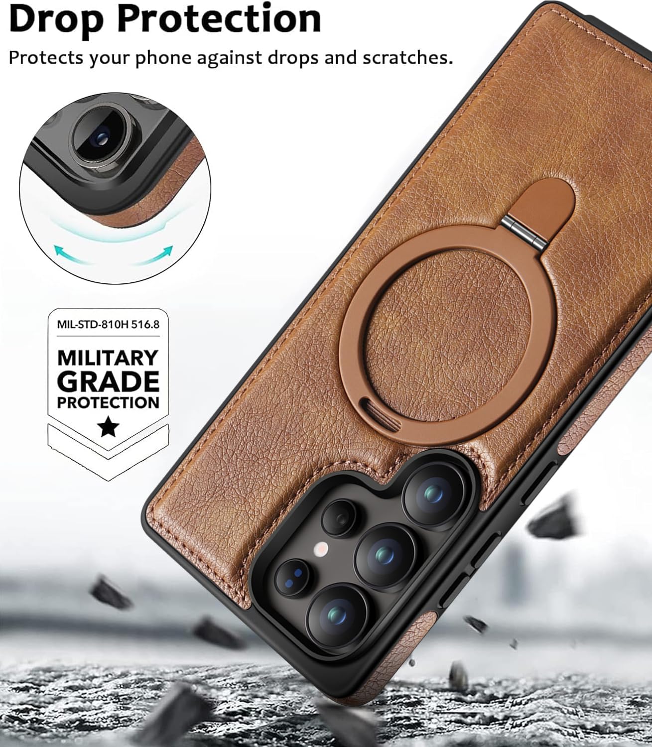 Samsung Galaxy S25 Ultra Vegan Leather Case with Magsafe and Stand - Gray
