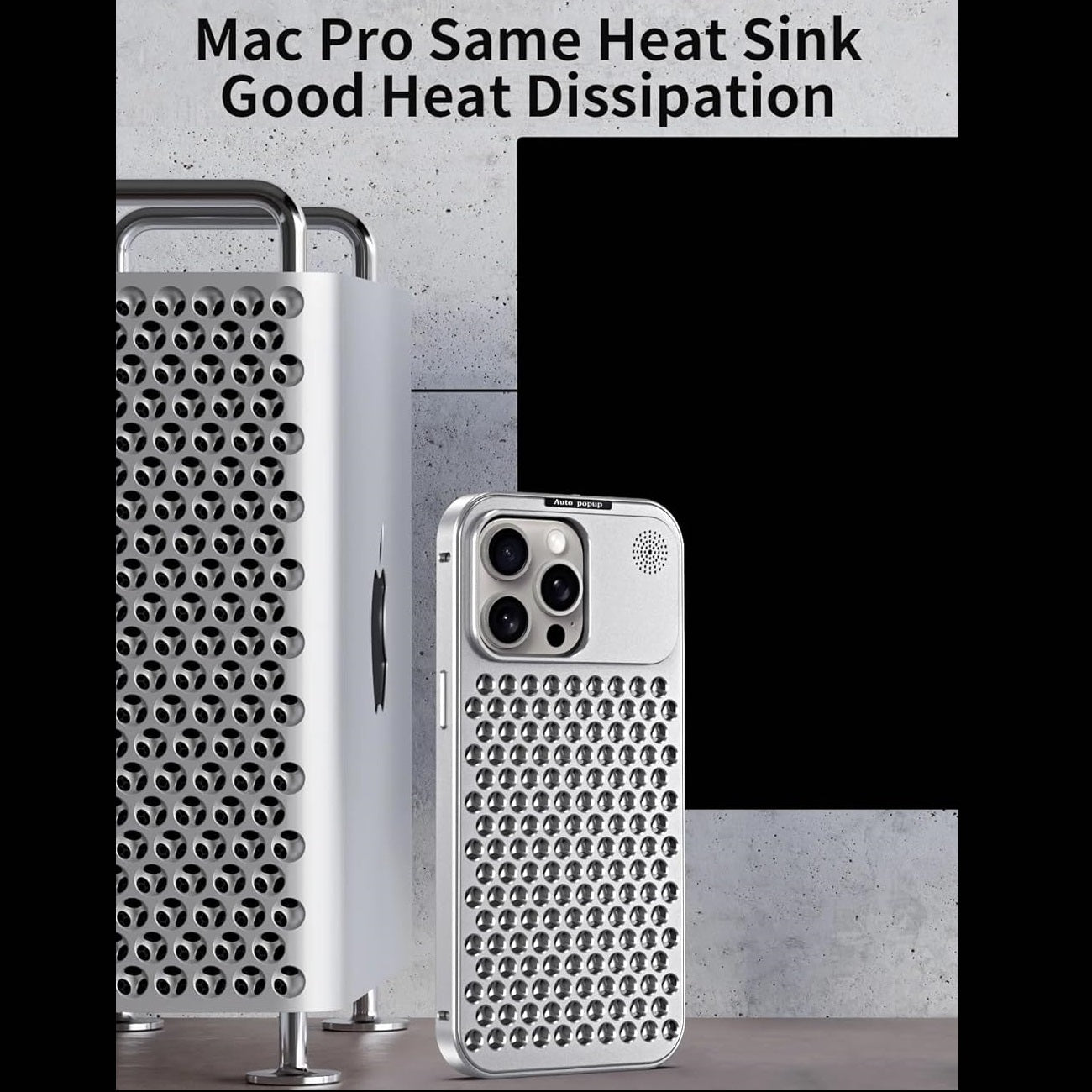 iPhone 15 Pro Max Metal Heat Dissipation Pure Aluminium Cooling Case with Aroma - Gray
