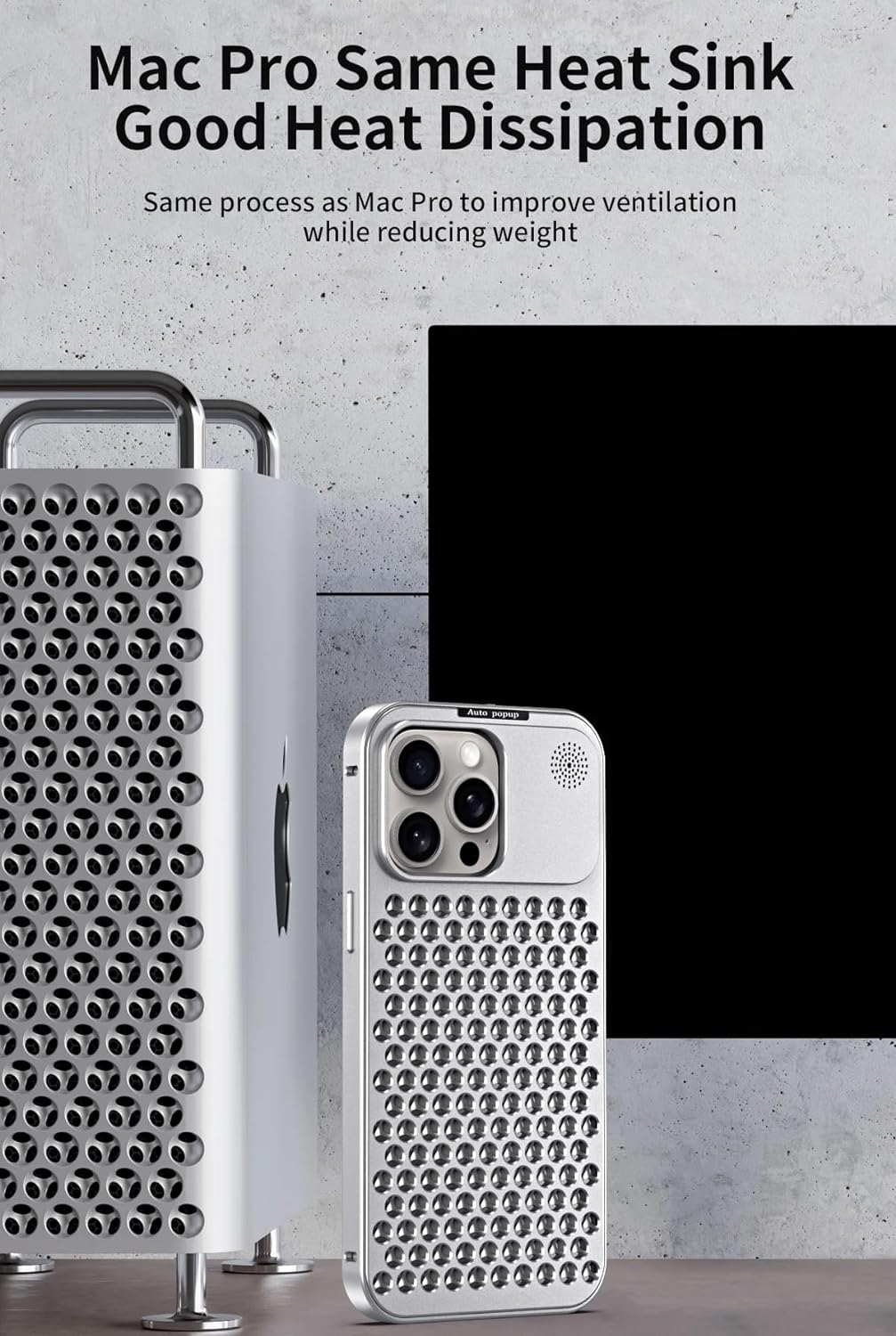 iPhone 15 Pro Metal Heat Dissipation Pure Aluminium Cooling Case with Aroma - Gray