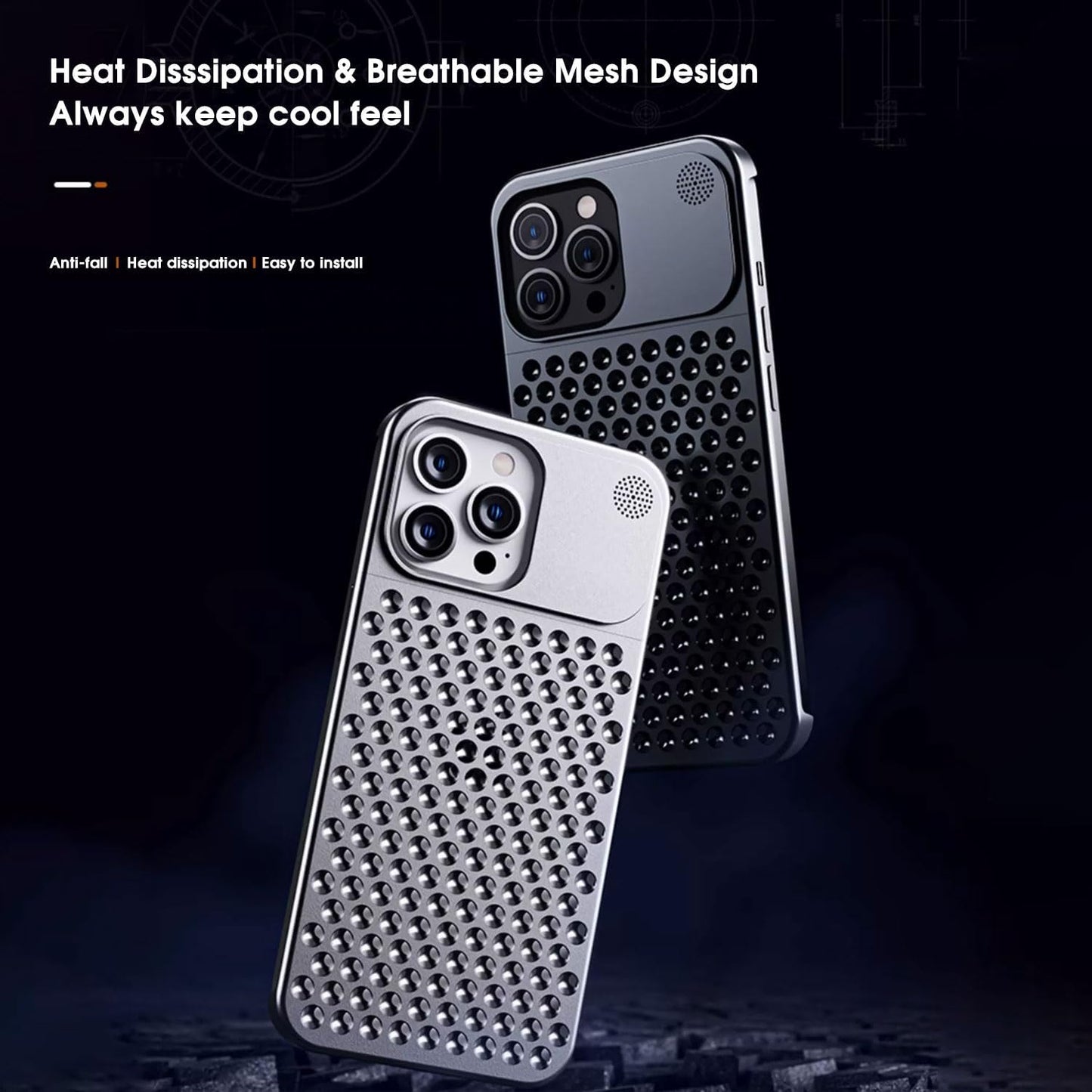 iPhone 15 Pro Frameless Metal Heat Dissipation Aluminum Cooling Case with Aroma - Gray