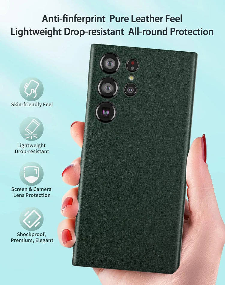 Samsung Galaxy S23 Ultra Vegan Leather Case Slim Profile - Green