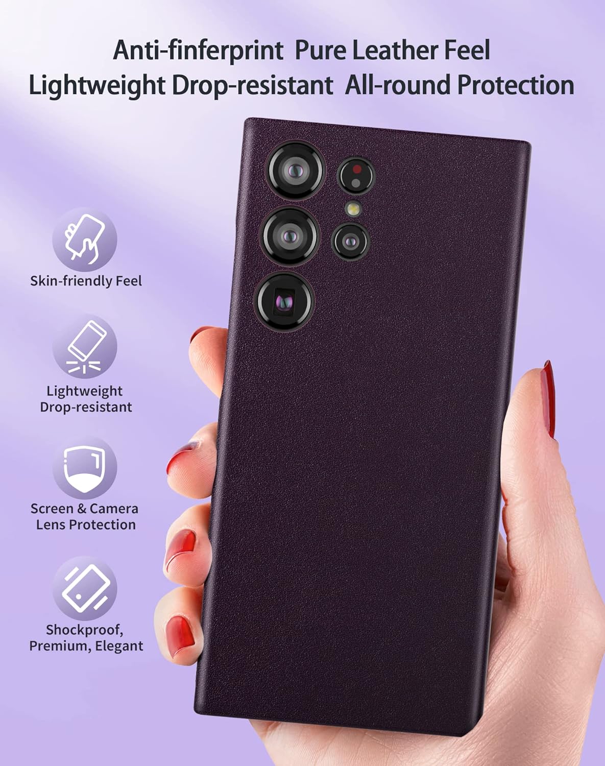 Samsung Galaxy S23 Ultra Vegan Leather Case Slim Profile - Wine