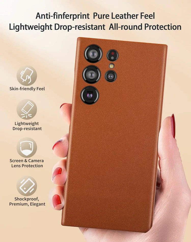 Samsung Galaxy S23 Ultra Vegan Leather Case Slim Profile - Brown