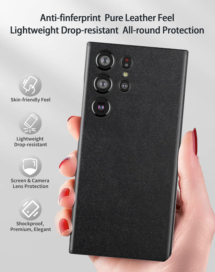 Samsung Galaxy S23 Ultra Vegan Leather Case - Black