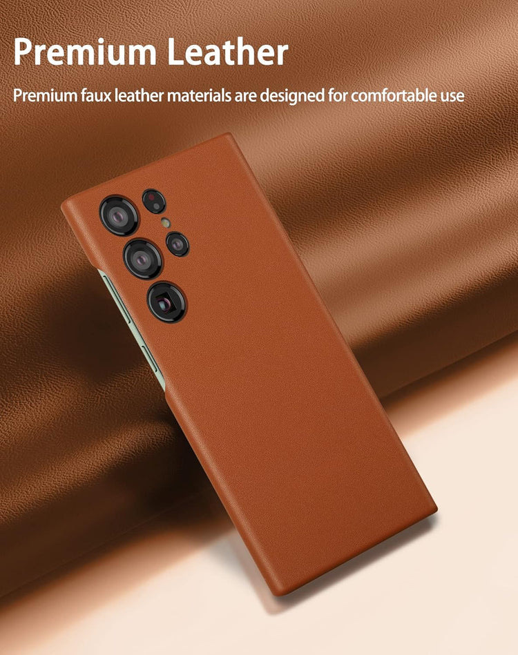 Samsung Galaxy S23 Ultra Vegan Leather Case Slim Profile - Brown