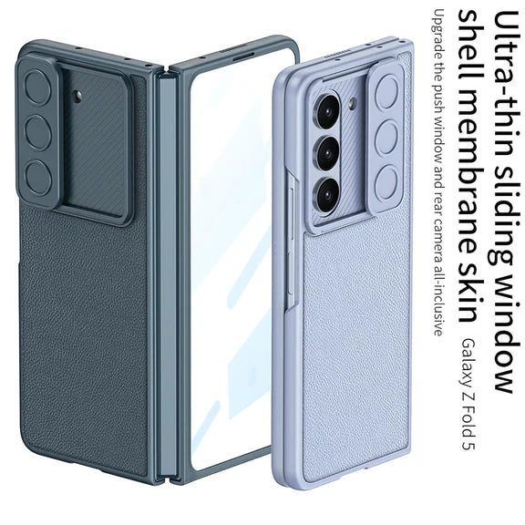 Samsung Galaxy Z Fold 5 P.U Leather with Camera Shutter Case-Blue