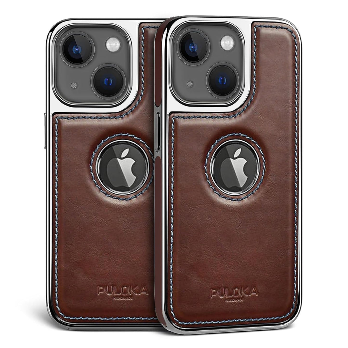 iPhone 13 Premium Quality Luxurious Leather Case - Dark Brown