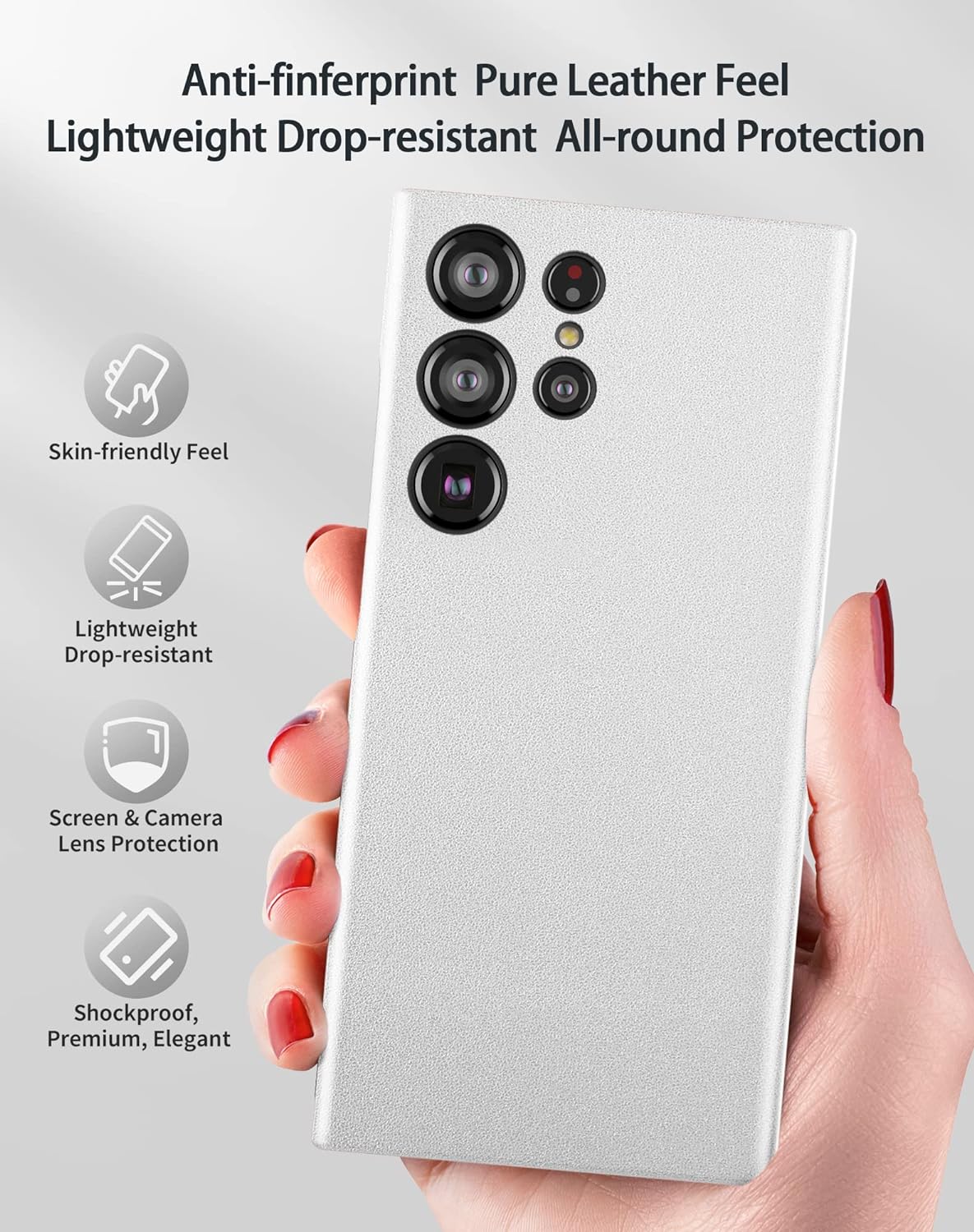 Samsung Galaxy S23 Ultra Vegan Leather Case Slim Profile - White