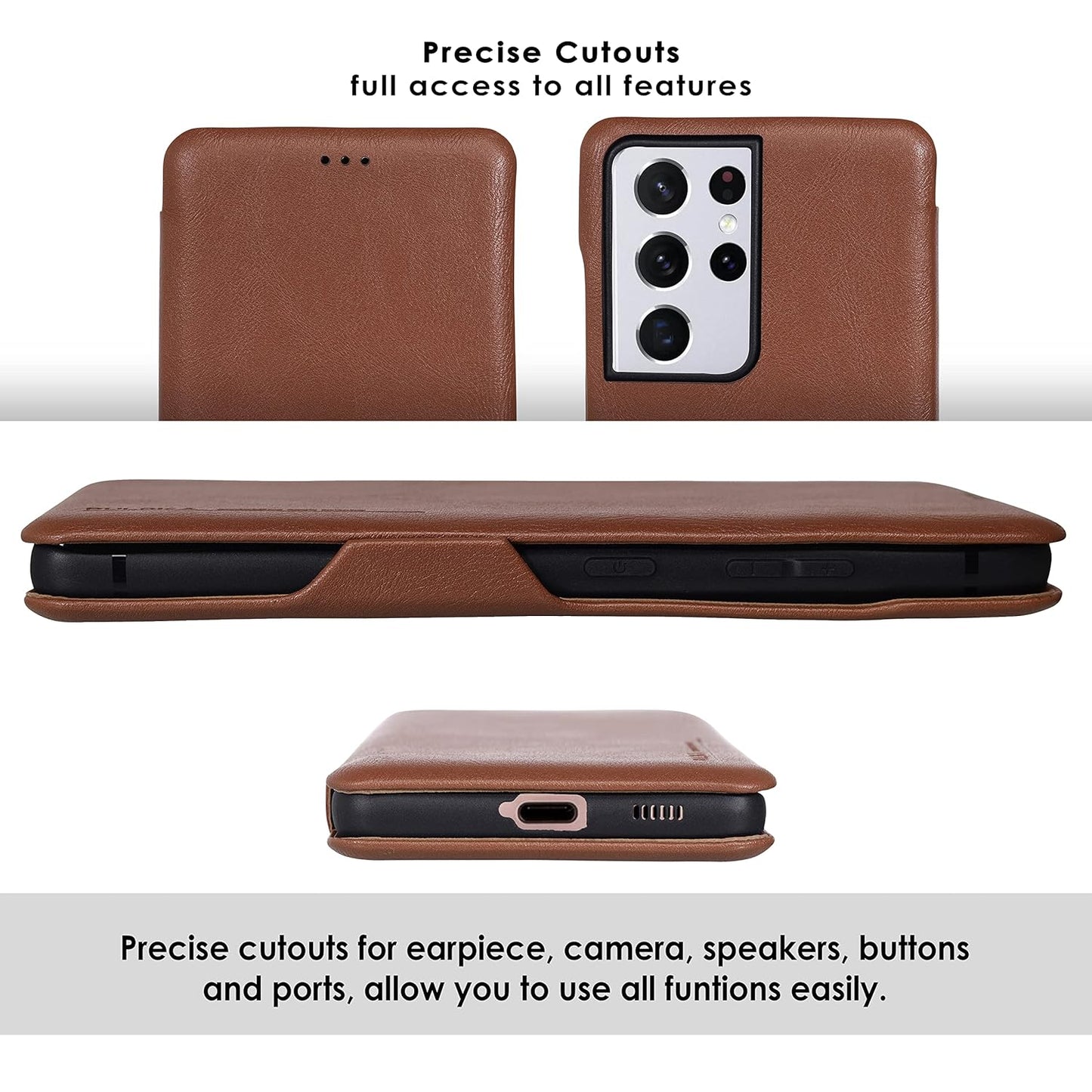 Samsung Galaxy S25 Ultra Shockproof Flip Cover - Brown