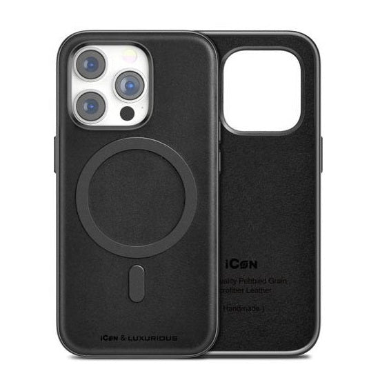 iPhone 15 Pro Max leather Magsafe show case Black