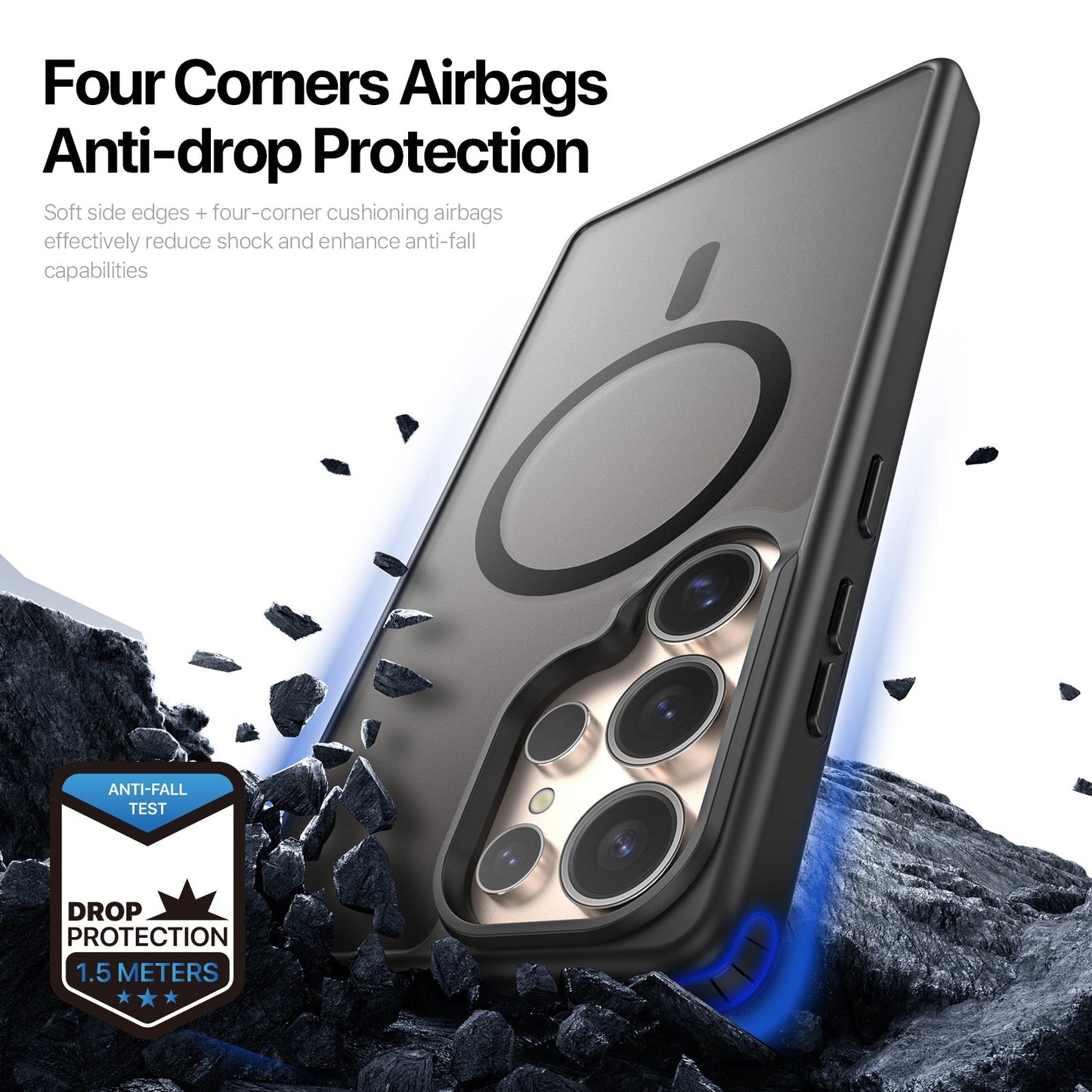 Samsung Galaxy S25 Ultra Matte Shockproof Magsafe Case - Black