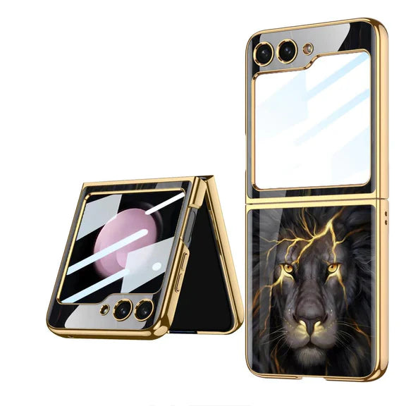 Samsung Galaxy Z Flip 6 Lion Pattern Glass Case