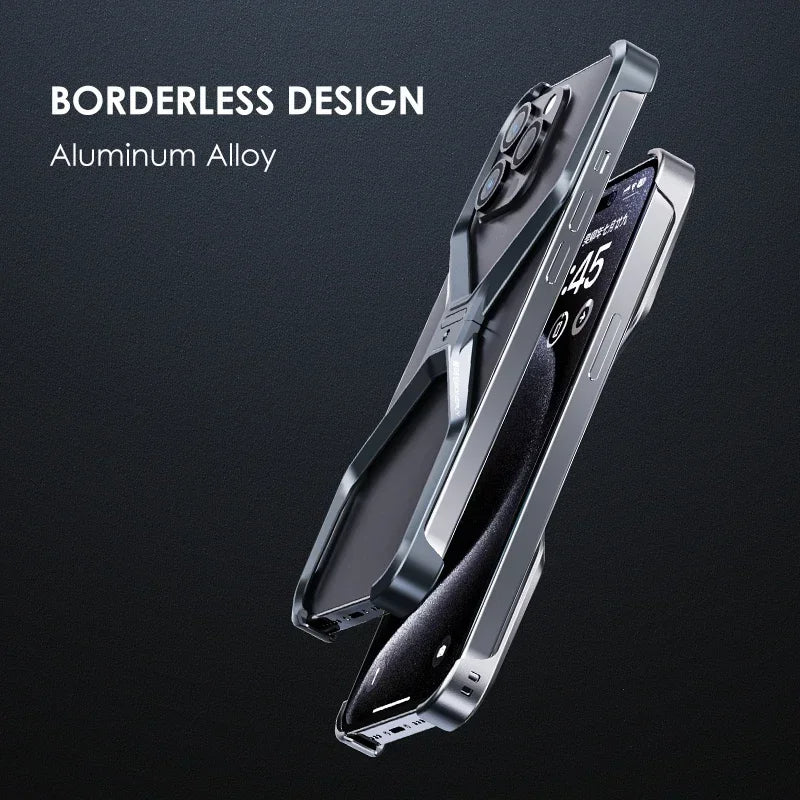iPhone 16 Pro Max Metal Alloy X Shape Bumper Case - Gray