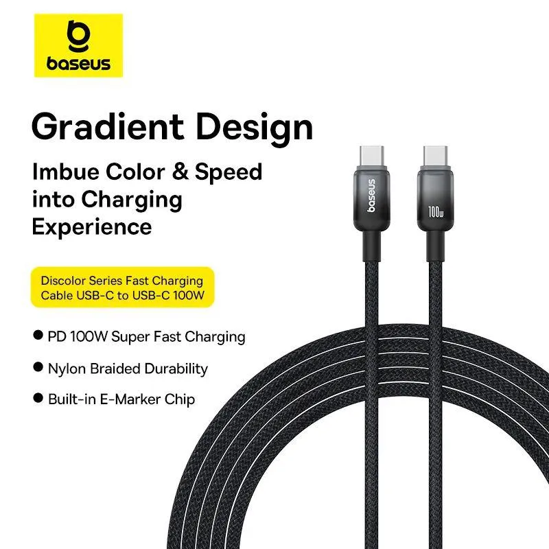 Baseus Discolor Fast Charging Cable USB C to C 100W - 1 Meter