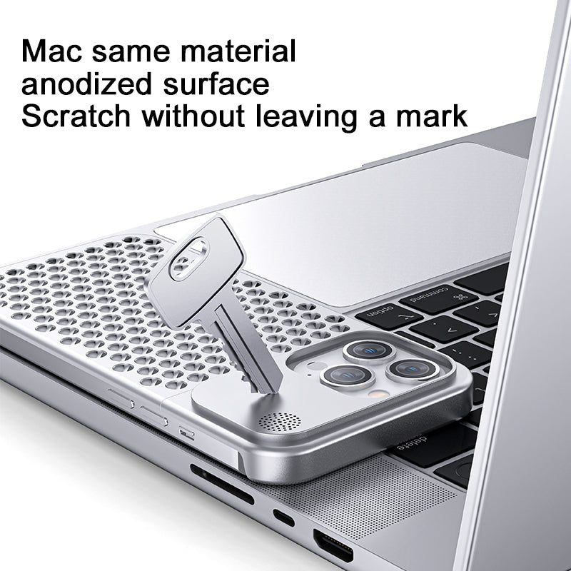 iPhone 15 Pro Frameless Metal Heat Dissipation Aluminum Cooling Case with Aroma - Gray