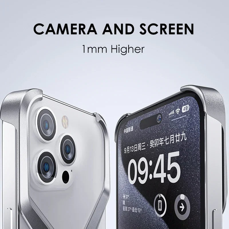 iPhone 16 Pro Max Metal Alloy X Shape Bumper Case - Titanium