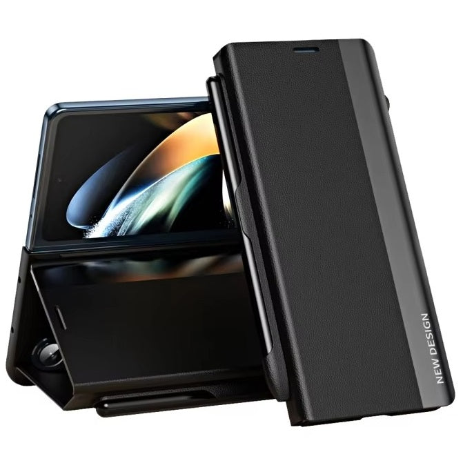 Samsung Galaxy Z Fold 6 Leather Flip Case With Stylus & S Pen Holder