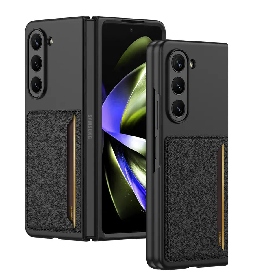 Samsung Galaxy Z Fold 5 PU Leather Card Holder Case-Black