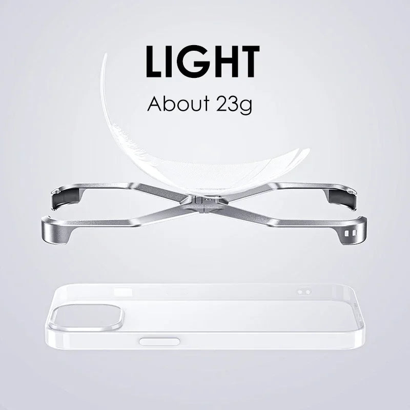iPhone 16 Pro Max Metal Alloy X Shape Bumper Case - Titanium
