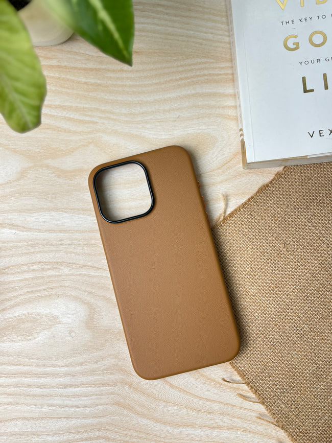 iPhone 13 Genuine Leather Case - Brown
