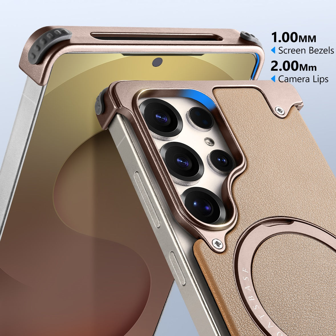 Samsung Galaxy S25 Ultra Framless Metal Bumper Case with Magsafe & 360 Kickstand - Desert