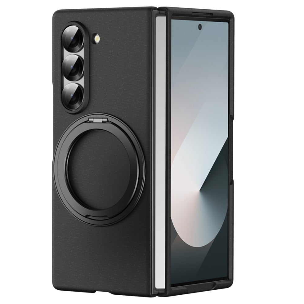 Samsung Galaxy Z Fold 6 Thunderbolt Shockproof Case with 360 Metal Rotating Ring & Front Glass Protection