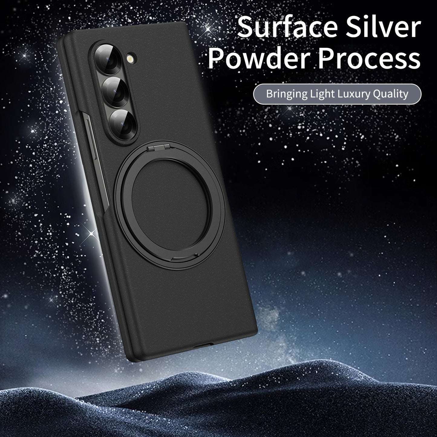Samsung Galaxy Z Fold 6 Thunderbolt Shockproof Case with 360 Metal Rotating Ring & Front Glass Protection