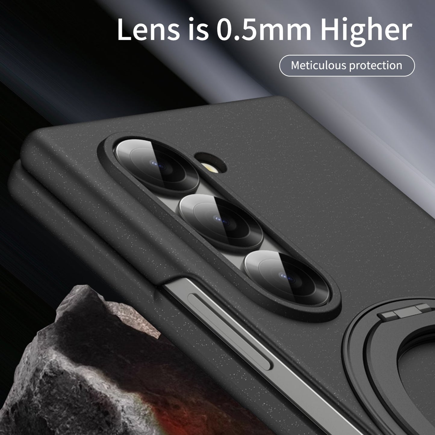 Samsung Galaxy Z Fold 6 Thunderbolt Shockproof Case with 360 Metal Rotating Ring & Front Glass Protection