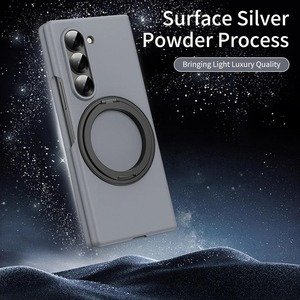 Samsung Galaxy Z Fold 6 Thunderbolt Shockproof Case with 360 Metal Rotating Ring & Front Glass Protection