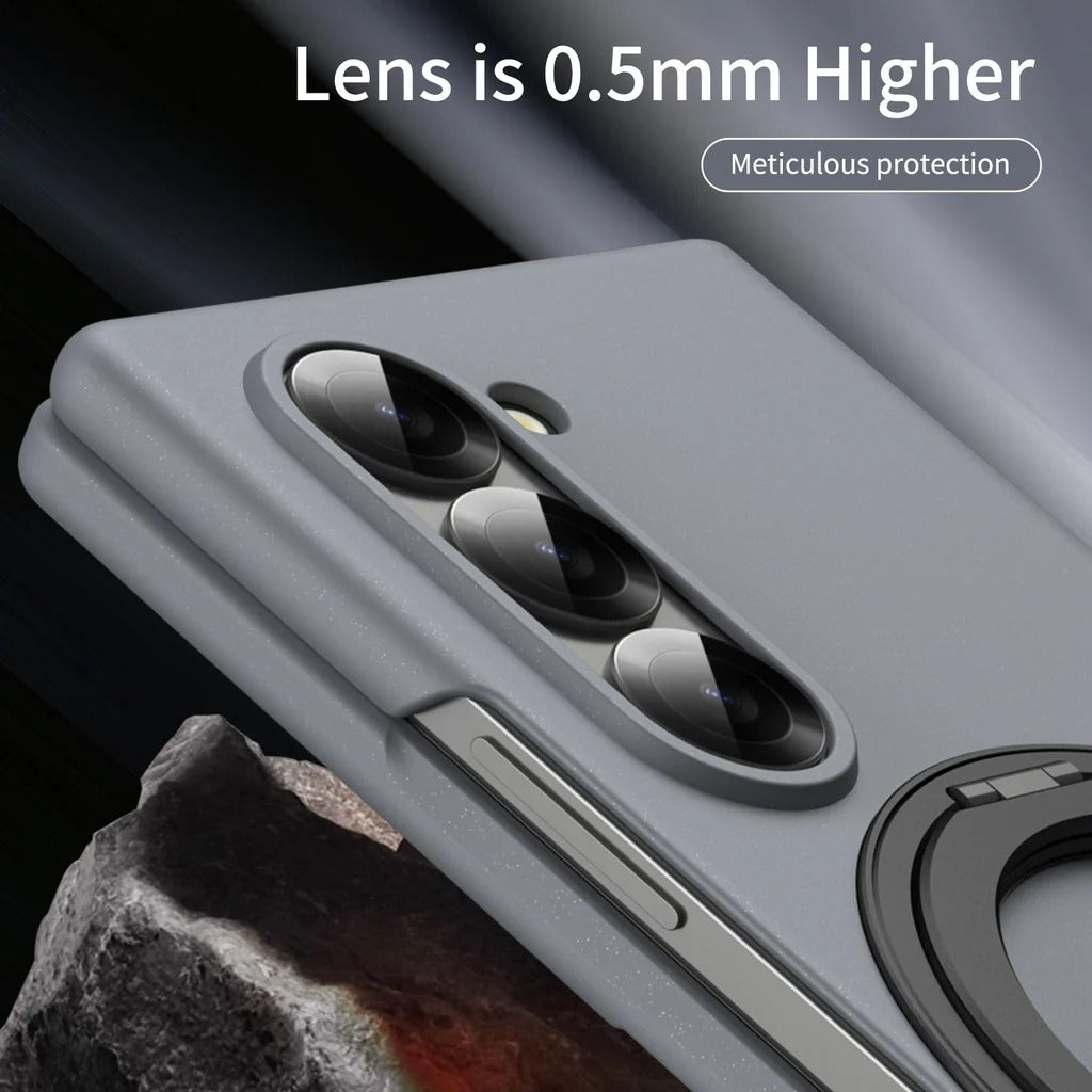 Samsung Galaxy Z Fold 6 Thunderbolt Shockproof Case with 360 Metal Rotating Ring & Front Glass Protection